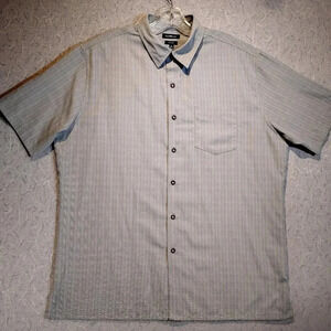 Croft & Barrow  Easy Care Short Sleeve Button Up Gray & White Shirt in Size 12